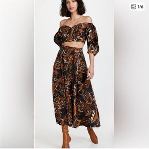 Mara Hoffman Black and Brown Abstract Printed Tulay Skirt size 6